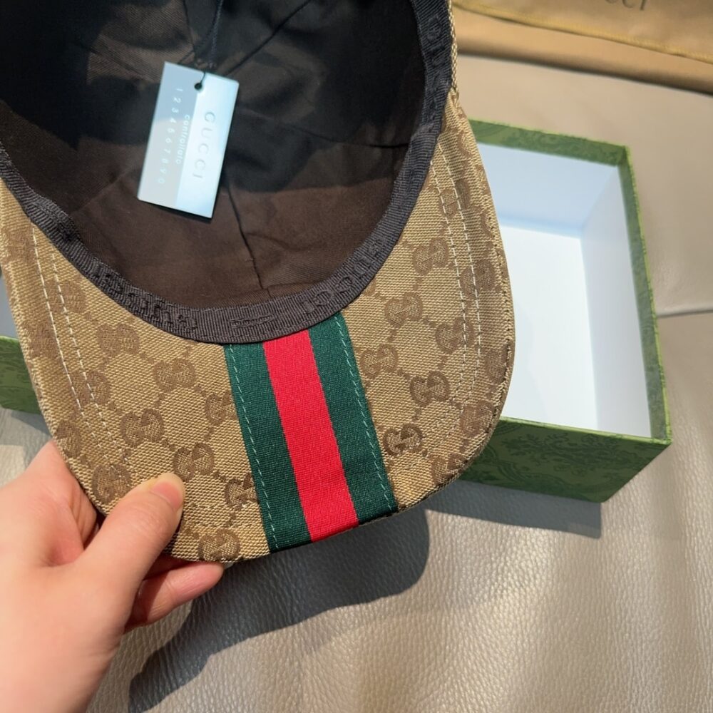 GUCCI GG CANVAS BASEBALL HAT CAMEL AND DARK BROWN 807834 4HBA8 9766 - Image 7