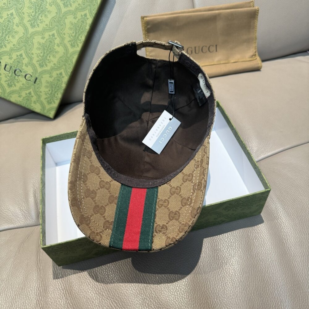 GUCCI GG CANVAS BASEBALL HAT CAMEL AND DARK BROWN 807834 4HBA8 9766 - Image 6