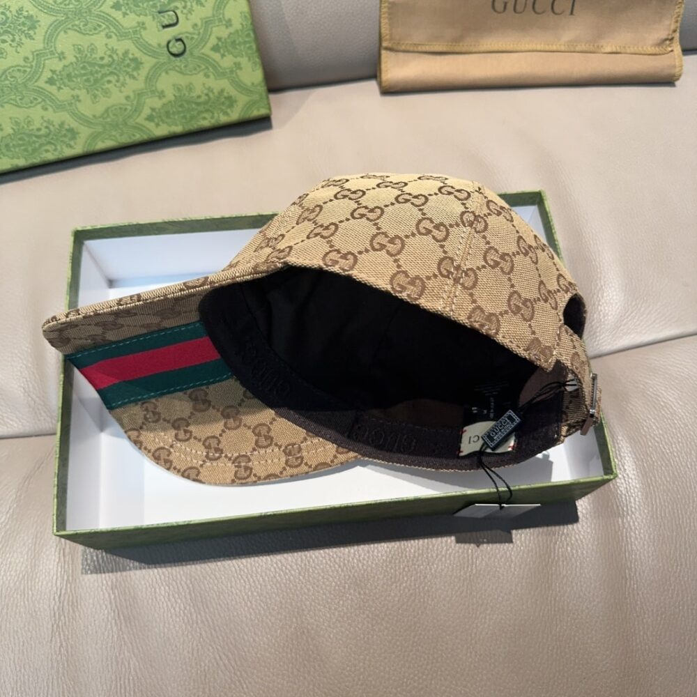 GUCCI GG CANVAS BASEBALL HAT CAMEL AND DARK BROWN 807834 4HBA8 9766 - Image 5