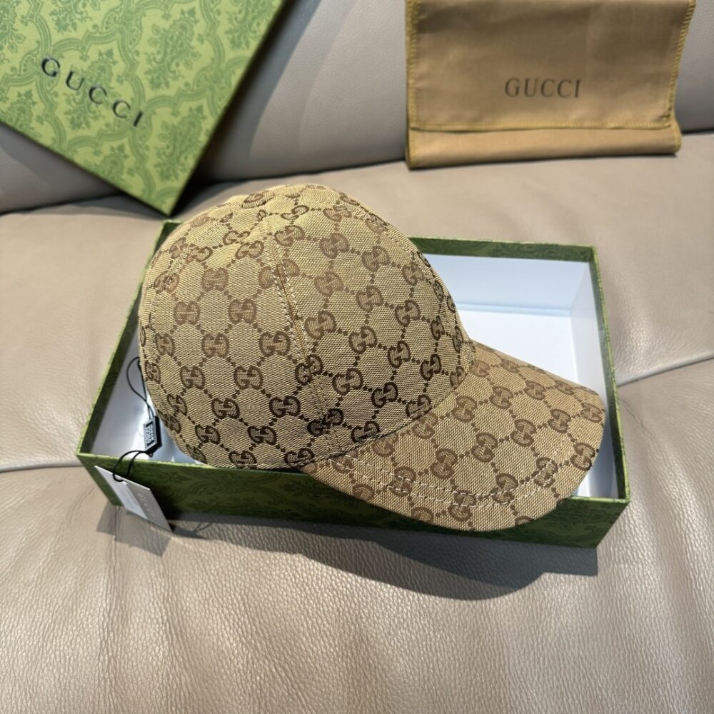 GUCCI GG CANVAS BASEBALL HAT CAMEL AND DARK BROWN 807834 4HBA8 9766 - Image 2