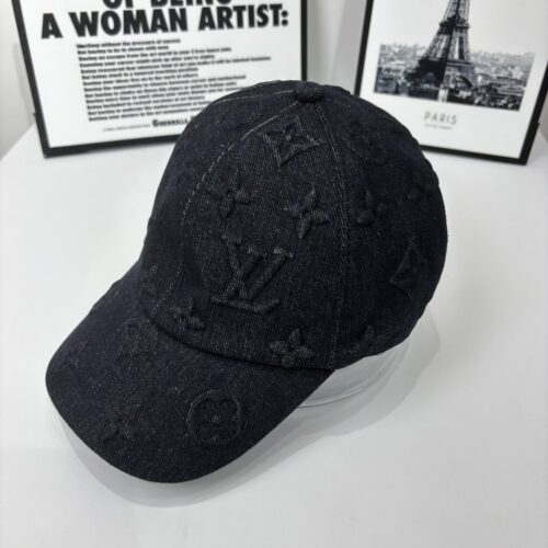Alternative view of Louis Vuitton Monogram Denim Baseball Cap In Washed Black