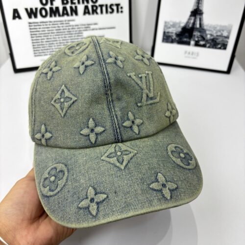 Alternative view of Louis Vuitton Monogram Denim Baseball Cap In Washed Blue