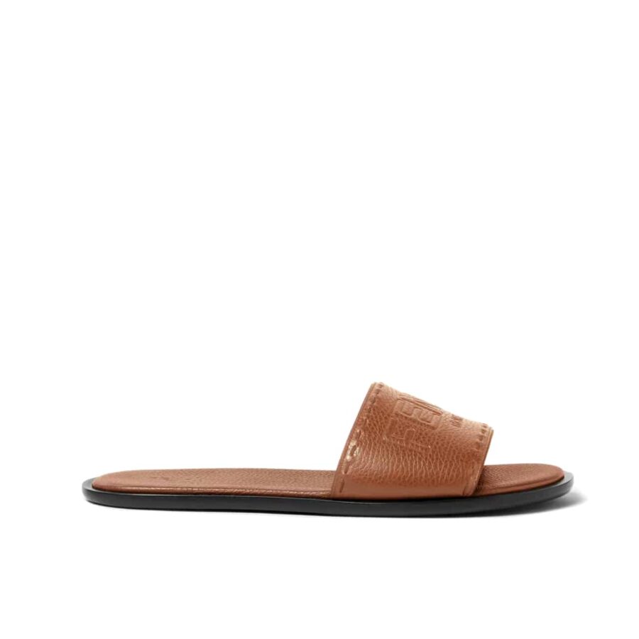 FENDI ROMA LEATHER SLIDES BROWN 7X1753AQXCF0QB3