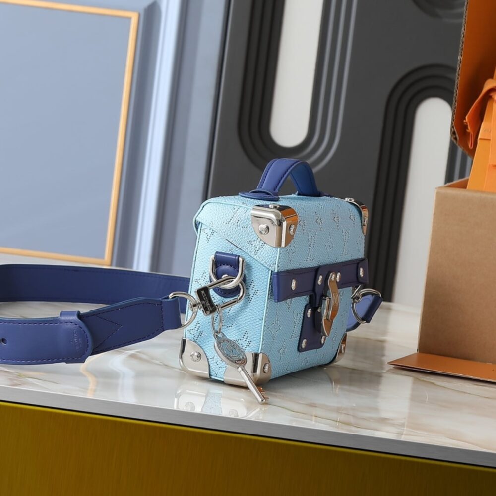 LOUIS VUITTON SOUL TRUNK BOX BAG BLUE 19CM M15035 - Image 3