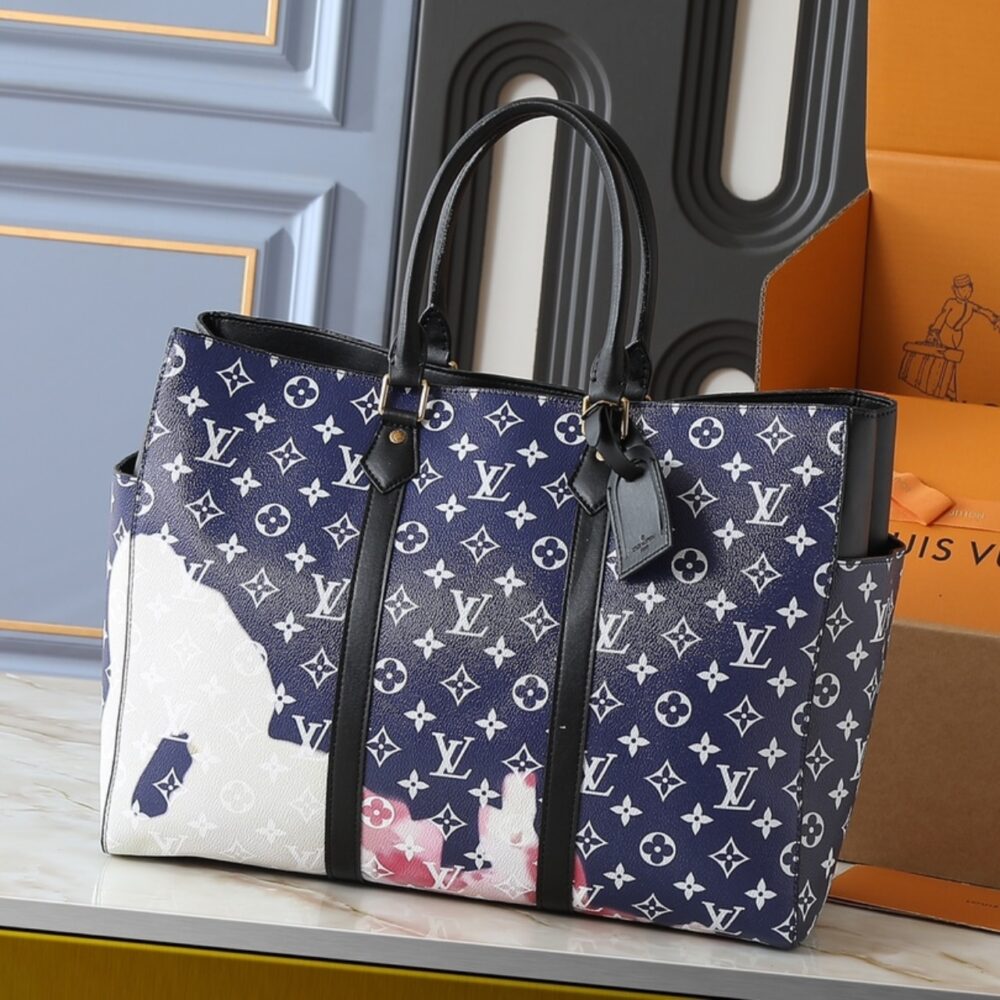 LOUIS VUITTON MONOGRAM TOTE SAC FLAT DARK BLUE 44CM - Image 3