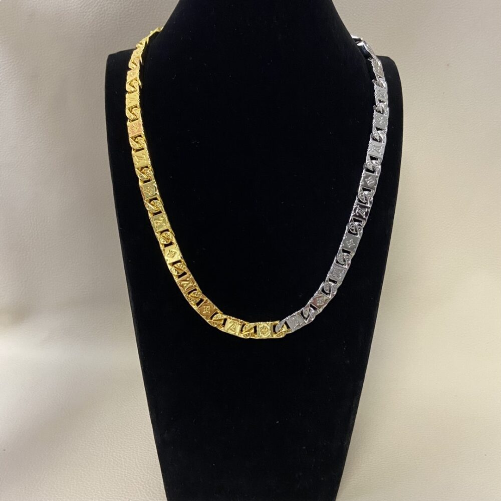 LOUIS VUITTON MONOGRAM TIED UP NECKLACE GOLD AND SILVER M02229 - Image 3