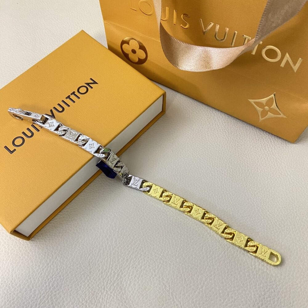LOUIS VUITTON MONOGRAM TIED UP BRACELET GOLD AND SILVER M1306L - Image 4