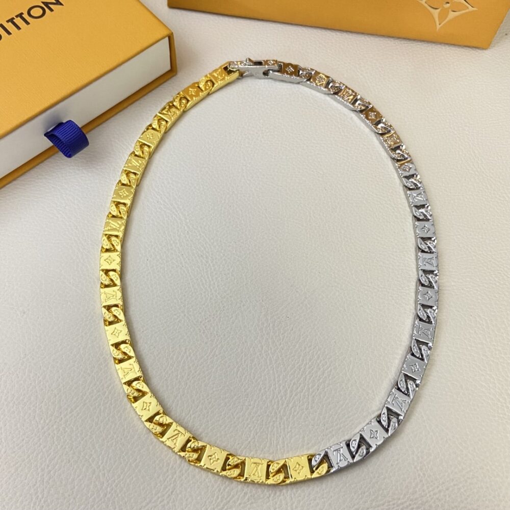 LOUIS VUITTON MONOGRAM TIED UP NECKLACE GOLD AND SILVER M02229 - Image 2