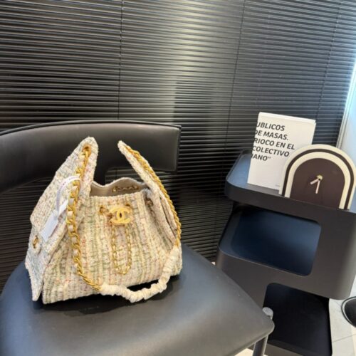 Alternative view of Chanel 25 Small Handbag Tweed And Gold Tone Metal Khaki 26cm AS5293 B21178 NR774