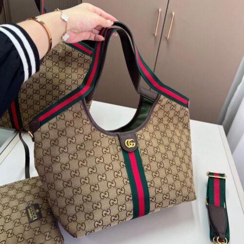 Alternative view of Gucci Giglio Small Tote Bag GG Canvas Dark Brown 25cm 860845 AAF8L 2547