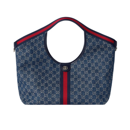Gucci Giglio Large Tote Bag Blue And White GG Denim 60cm ‎853971 FAFFQ 8864