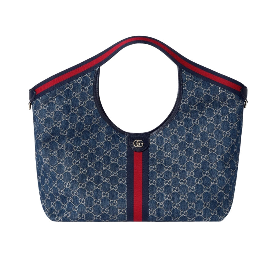 Gucci Giglio Large Tote Bag Blue And White GG Denim 60cm ‎853971 FAFFQ 8864