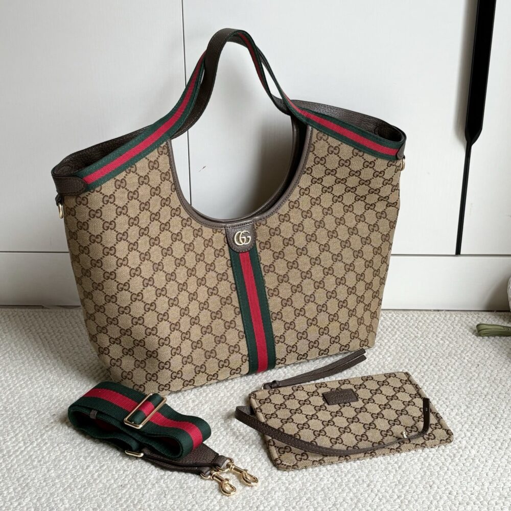 GUCCI GIGLIO LARGE TOTE BAG BEIGE AND DARK BROWN 60CM 853971 FAFFP 2547 - Image 3
