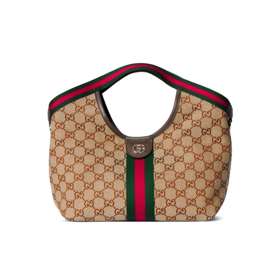 GUCCI GIGLIO SMALL TOTE BAG GG CANVAS DARK BROWN 25CM 860845 AAF8L 2547