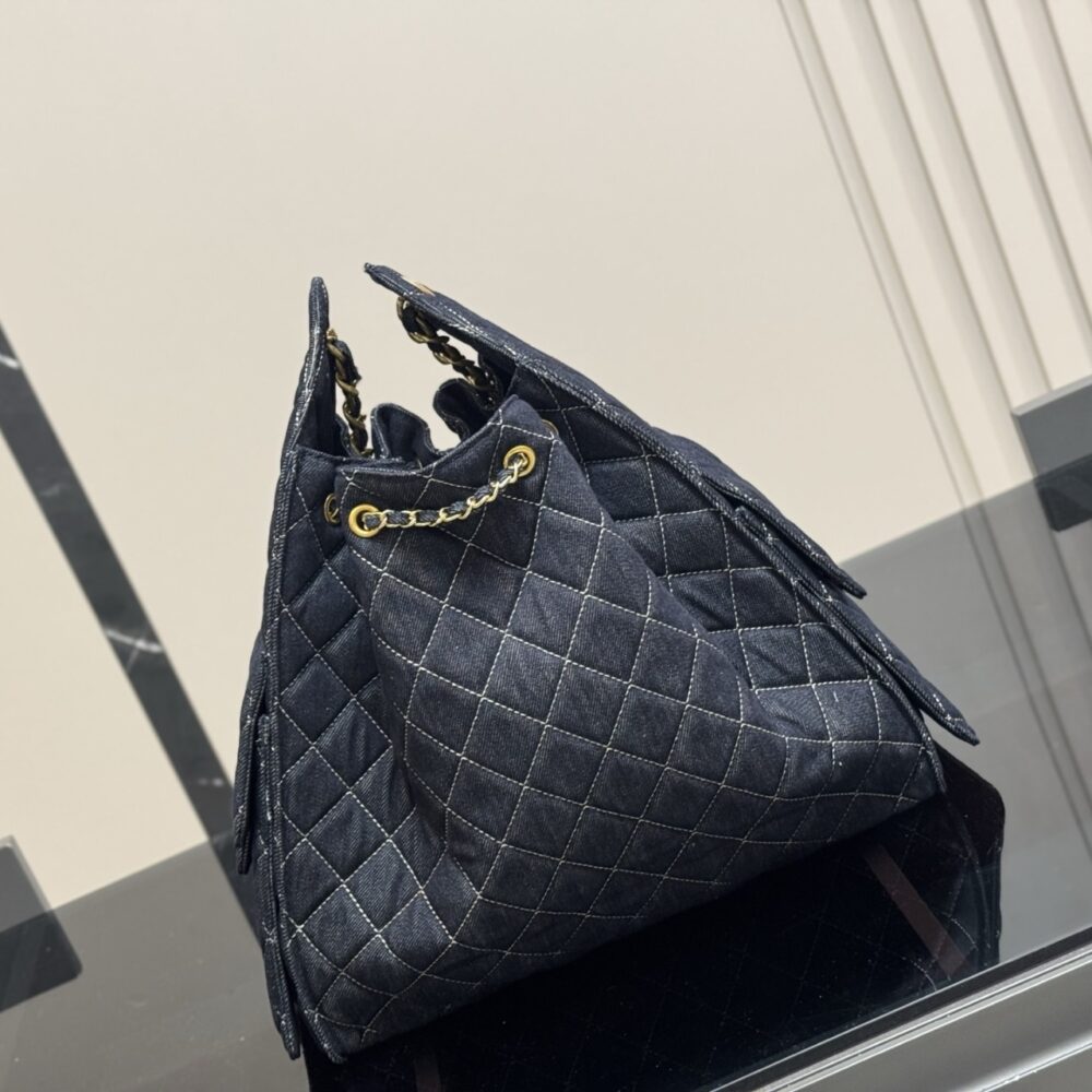 CHANEL 25 MEDIUM BAG SHOULDER HANDBAG DENIM DARK BLUE 34CM - Image 6