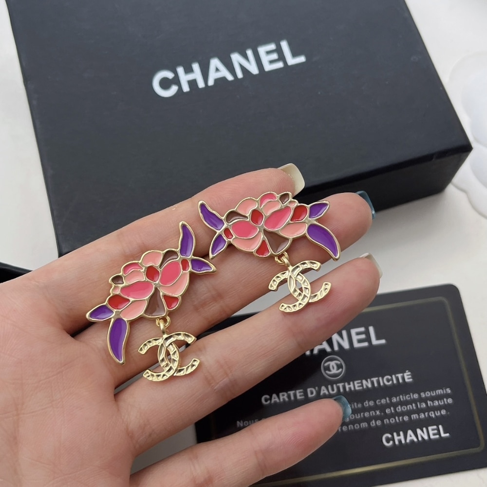 CHANEL PENDANT EARRINGS GOLD AND MULTICOLOUR ABF933 B21129 U2138 - Image 5