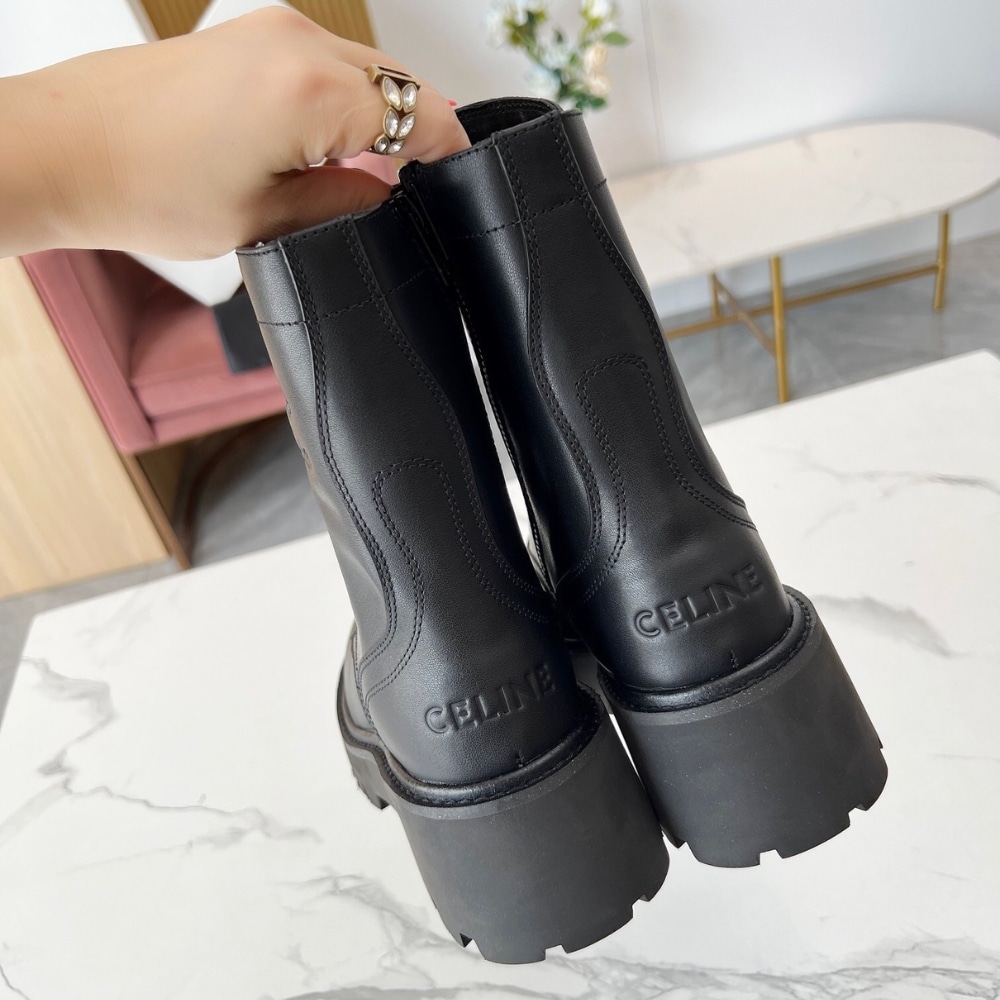 CELINE TRIOMPHE RANGERS MID LACE UP BOOT IN SHINY BULL BLACK 357583579C38NO - Image 7