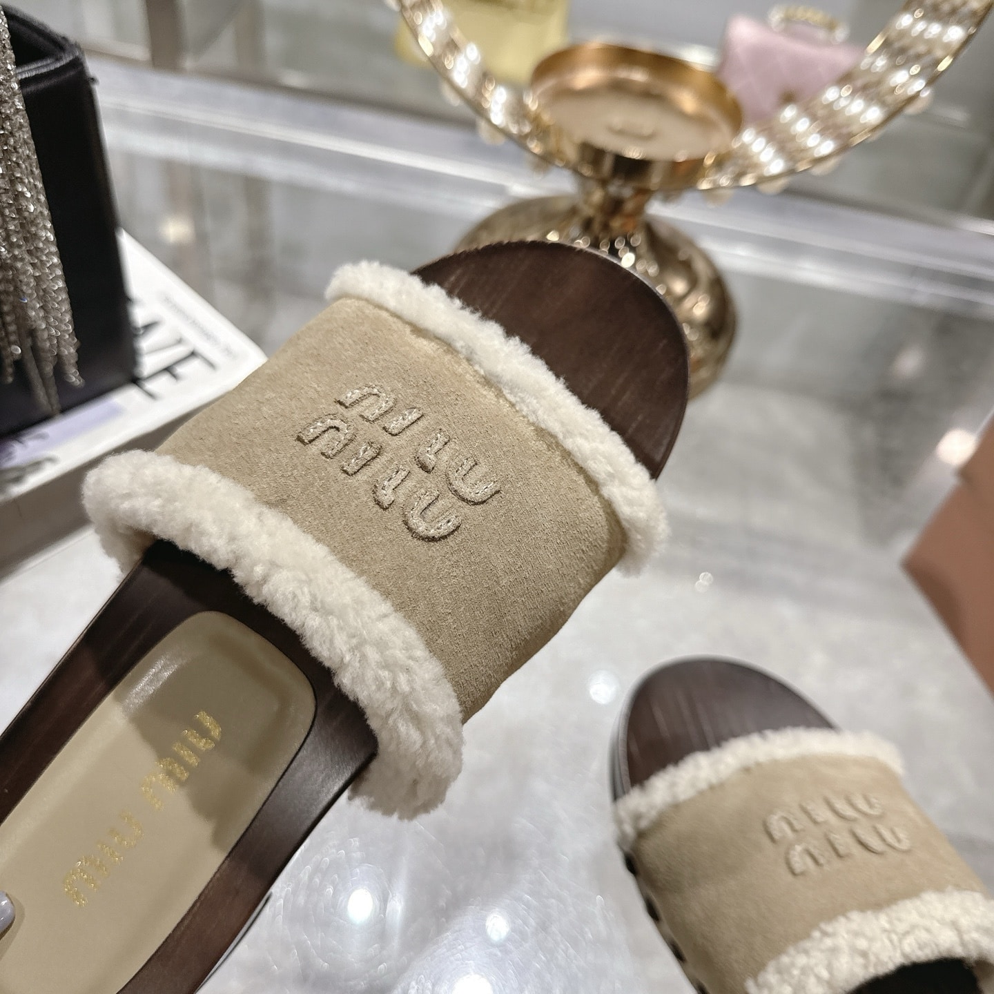 MIUMIU SUEDE CLOGS DESERT BEIGE 5Z505E Z0G F0F24 F ZF30 - Image 9