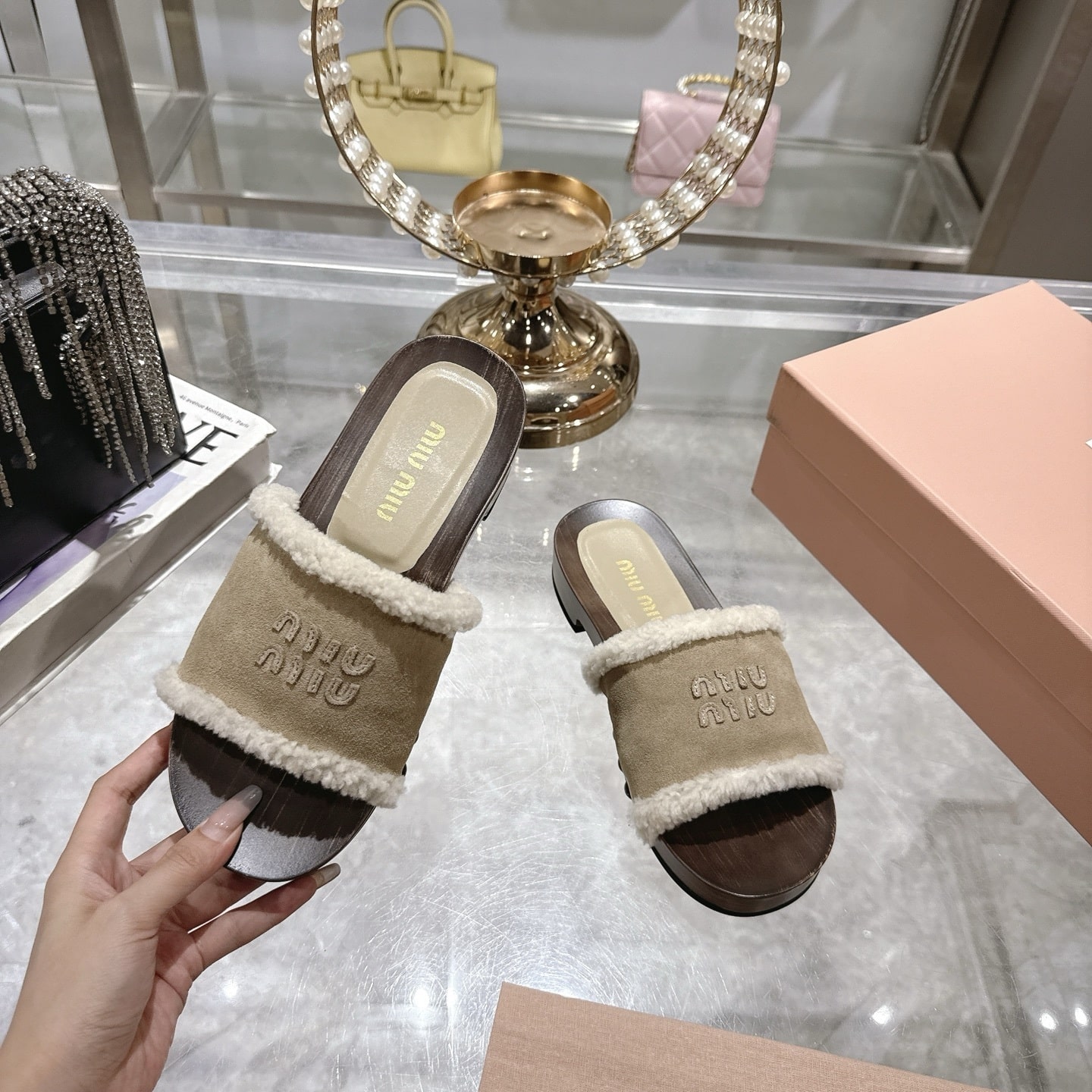 MIUMIU SUEDE CLOGS DESERT BEIGE 5Z505E Z0G F0F24 F ZF30 - Image 5