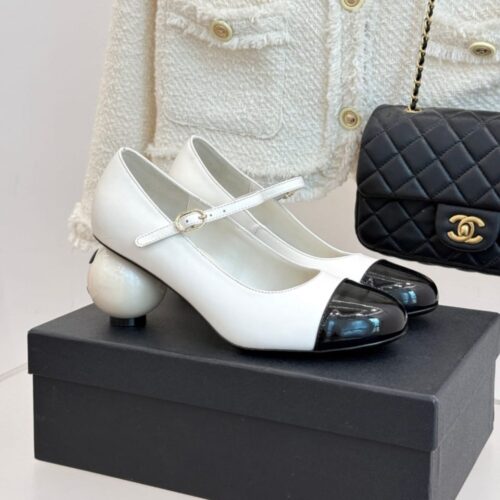 Alternative view of Chanel Mary Janes Patent And Imitation Pearls White Black G46775 B22202 U4186