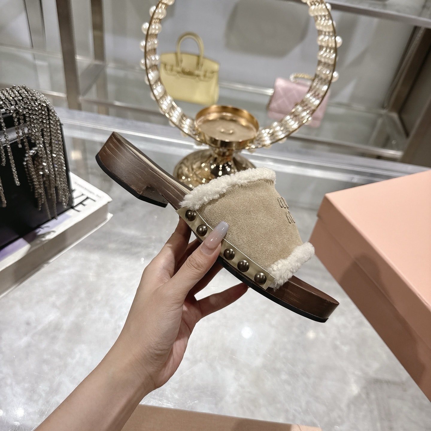 MIUMIU SUEDE CLOGS DESERT BEIGE 5Z505E Z0G F0F24 F ZF30 - Image 6