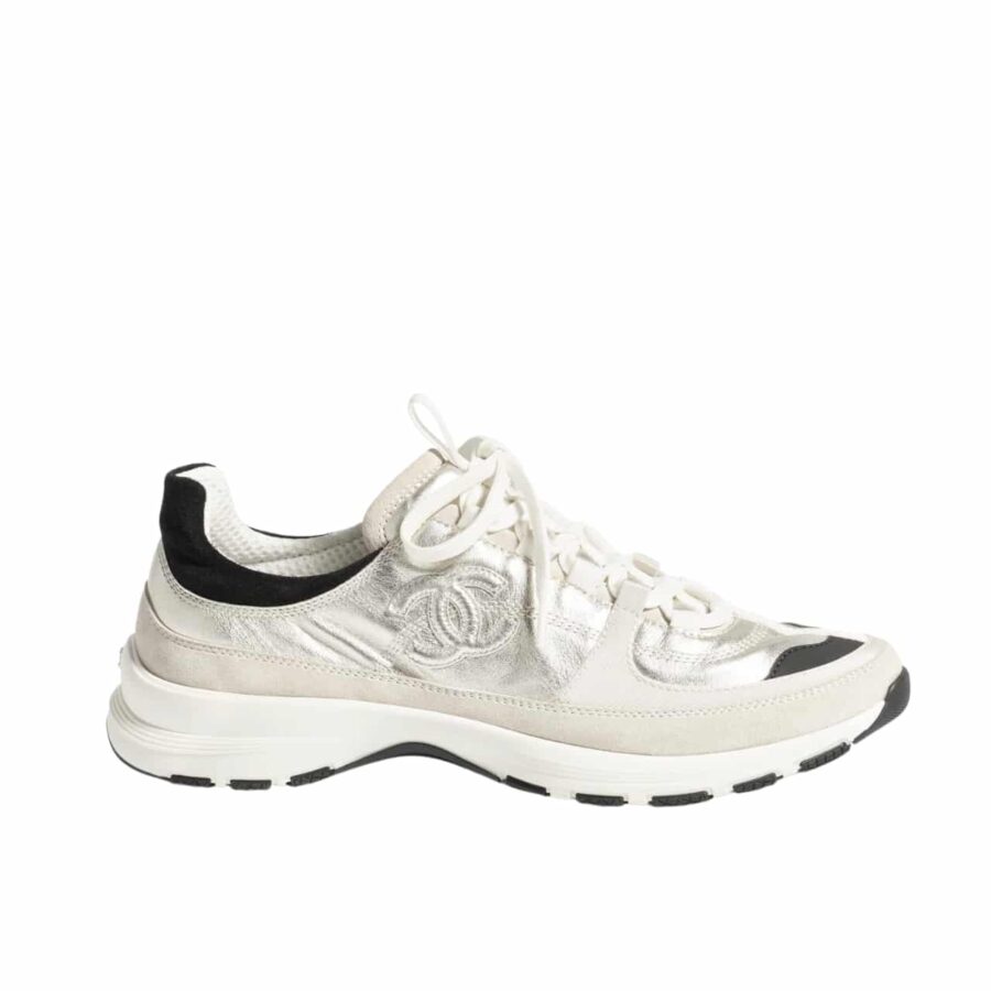 CHANEL SNEAKER LIGHT GOLD LIGHT GRAY AND BLACK G46609 B21320 U2404