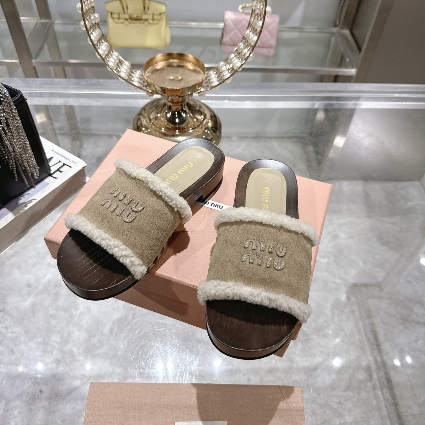 MIUMIU SUEDE CLOGS DESERT BEIGE 5Z505E Z0G F0F24 F ZF30 - Image 7