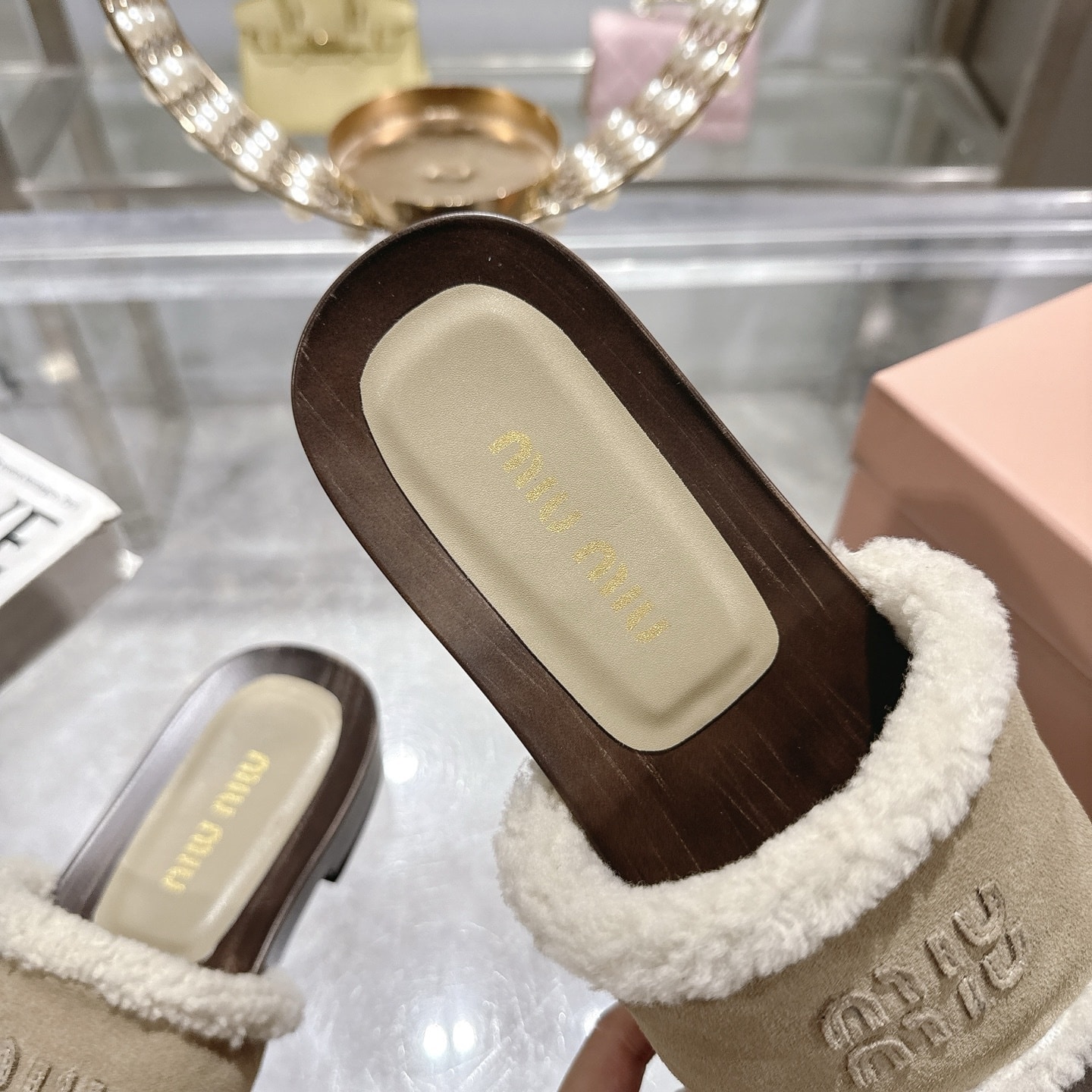 MIUMIU SUEDE CLOGS DESERT BEIGE 5Z505E Z0G F0F24 F ZF30 - Image 8