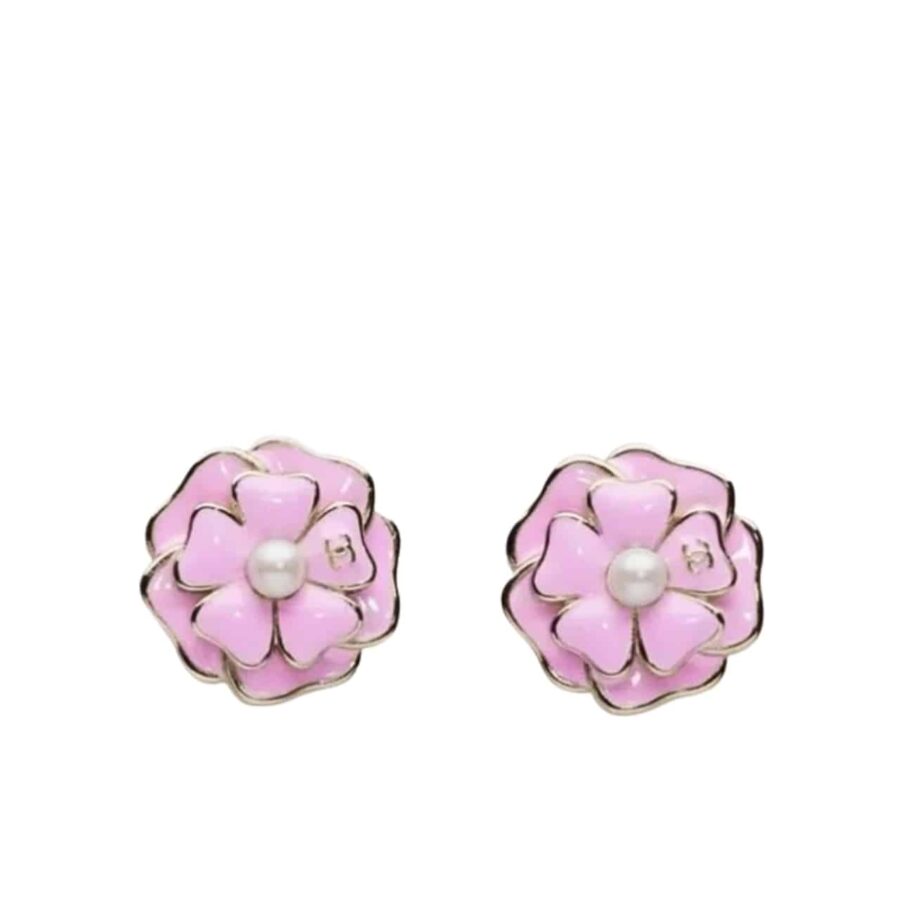 CHANEL CAMELLIA EARRINGS PINK ABG218 B21624 U3368