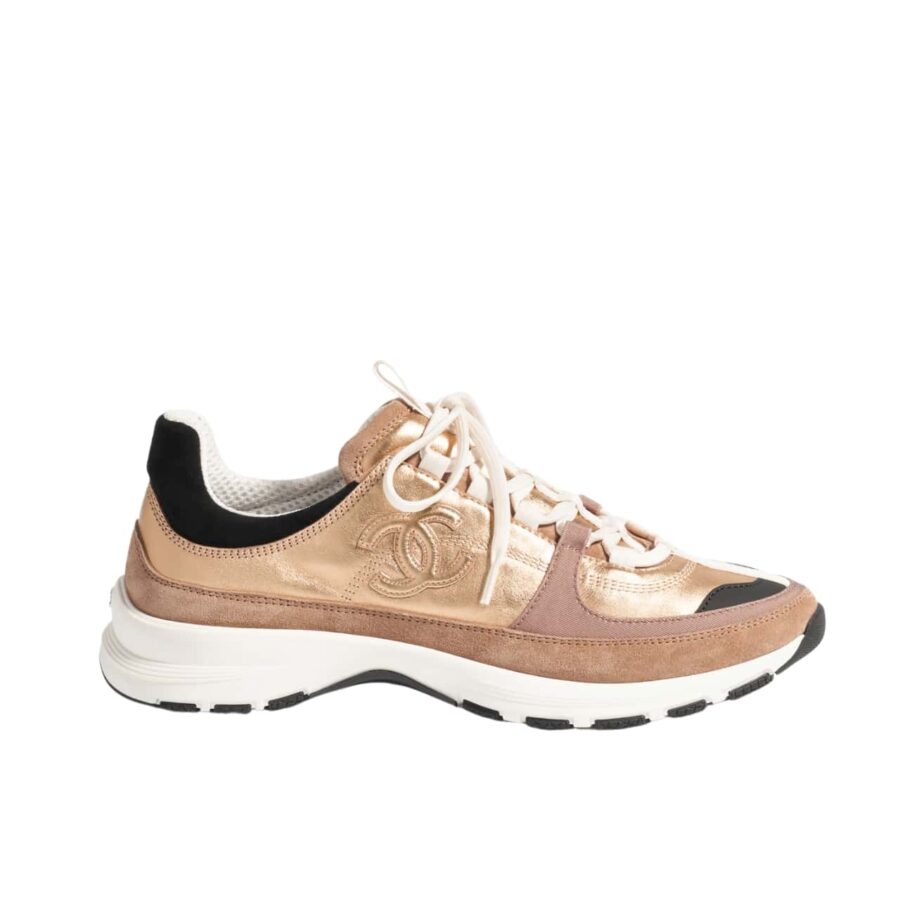 CHANEL SNEAKER GOLD BEIGE AND BLACK G46609 B21320 U2406