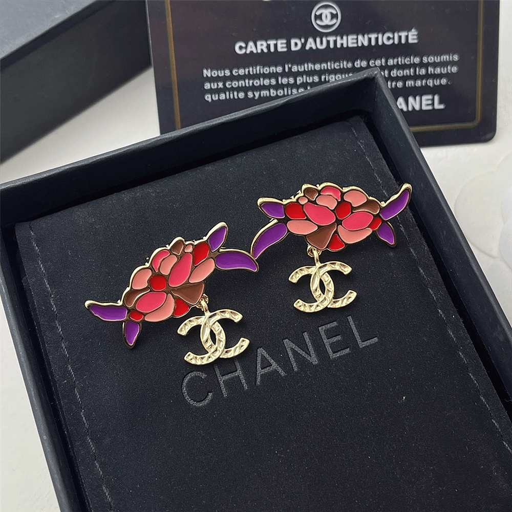 CHANEL PENDANT EARRINGS GOLD AND MULTICOLOUR ABF933 B21129 U2138 - Image 2