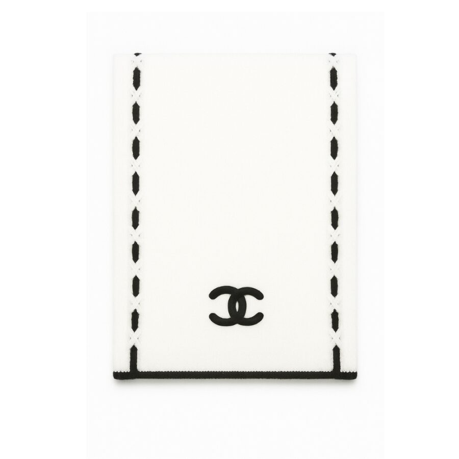 CHANEL CC LOGO CASHMERE SCARF WHITE 180CM