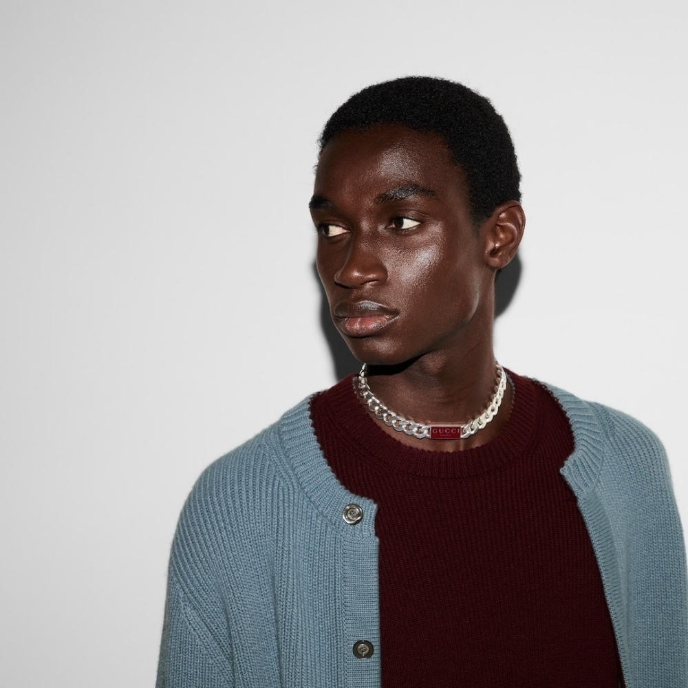 GUCCI TRADEMARK ENAMEL CHAIN NECKLACE IN 925 STERLING SILVER 814978 J8410 8166 - Image 7