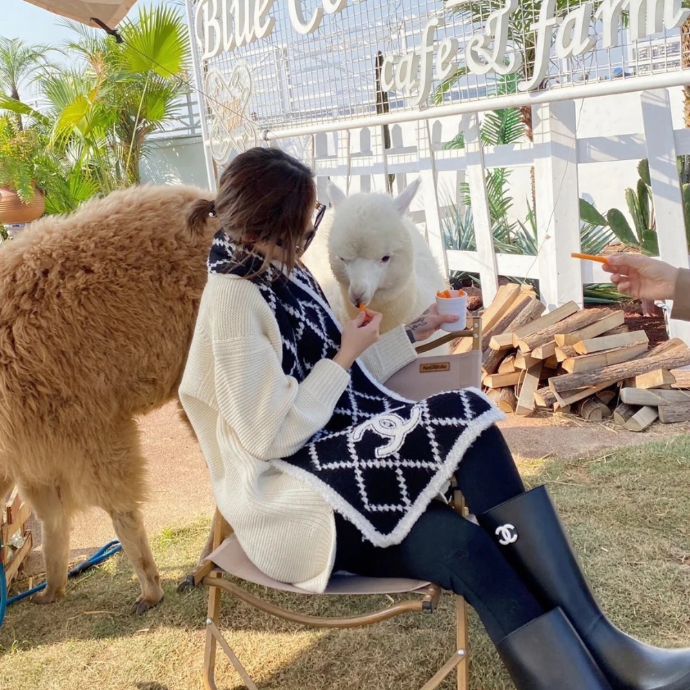 CHANEL CASHMERE SILK QUILTED CC SCARF BLACK WHITE 195CM - Image 6