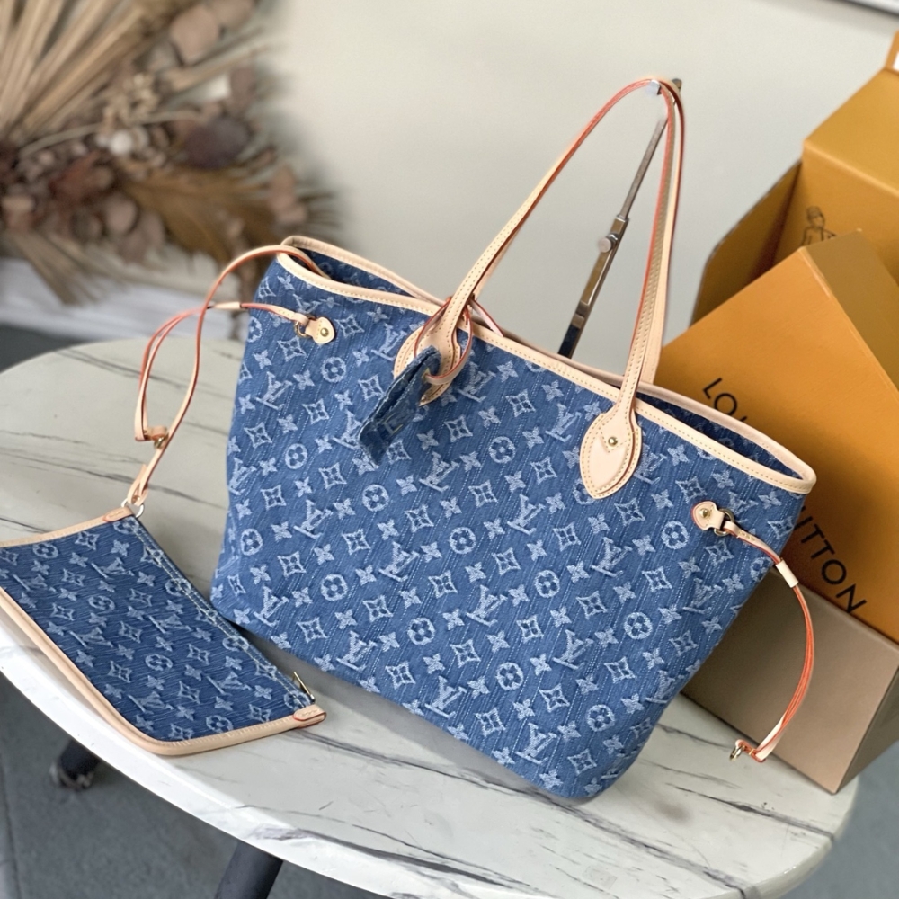 LOUIS VUITTON NEVERFULL MM MONOGRAM DENIM BLUE 31CM M13192 - Image 2