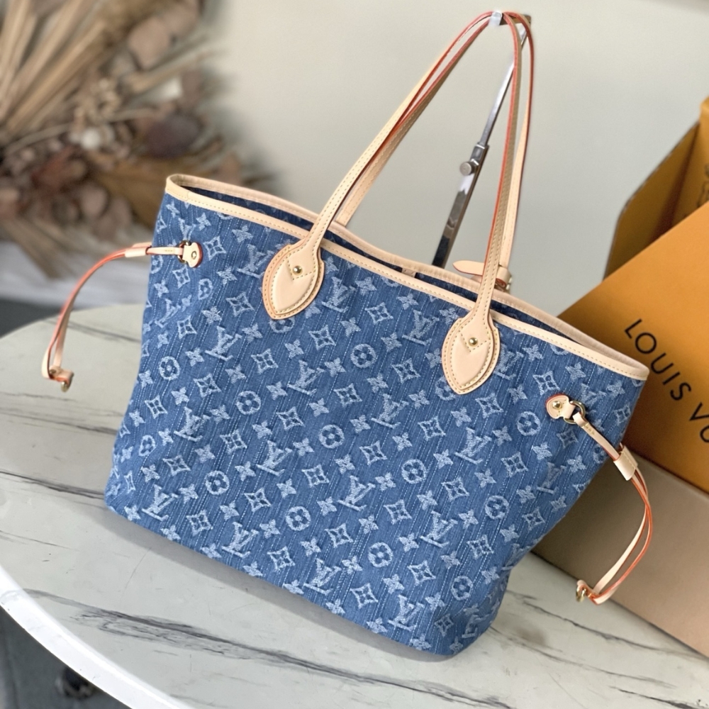 LOUIS VUITTON NEVERFULL MM MONOGRAM DENIM BLUE 31CM M13192 - Image 4