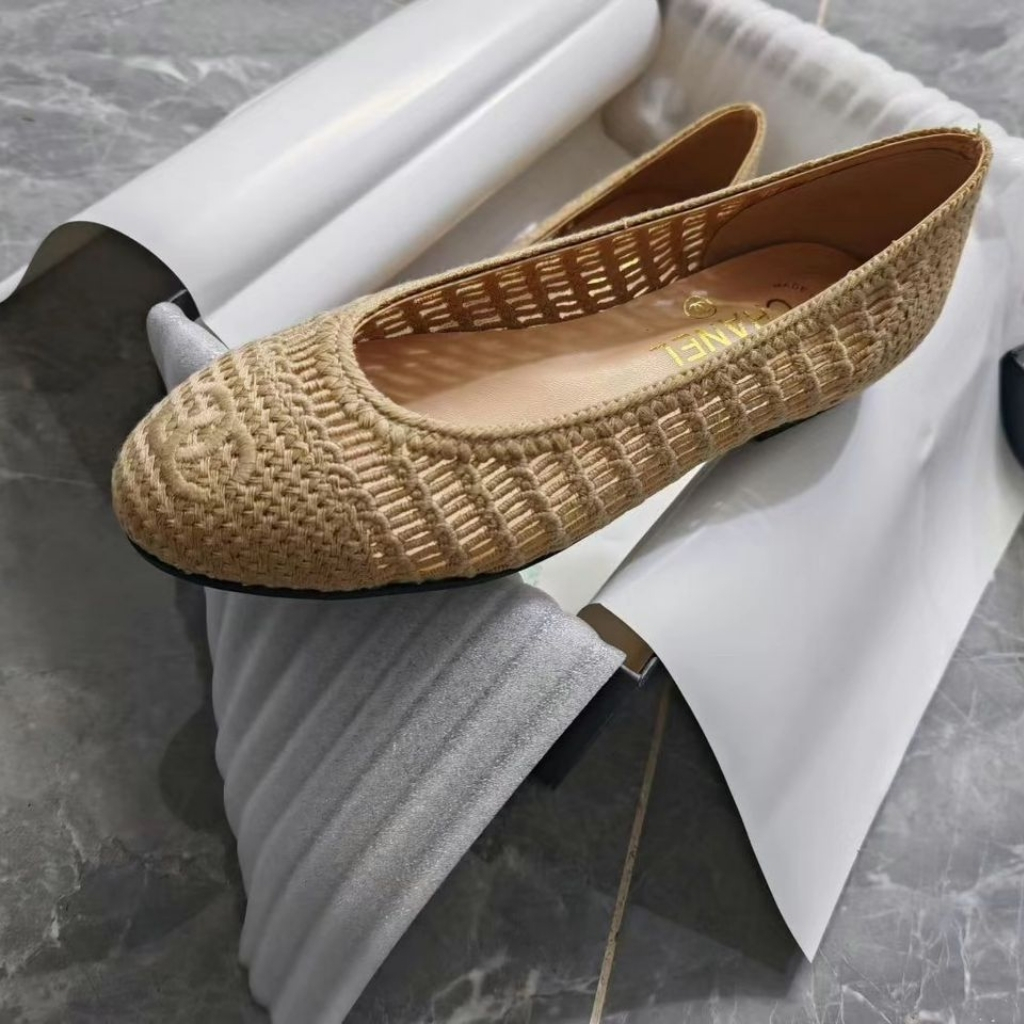 Chanel Ballet Flats Raffia Beige G46352 B19806 NAFBC - Image 4
