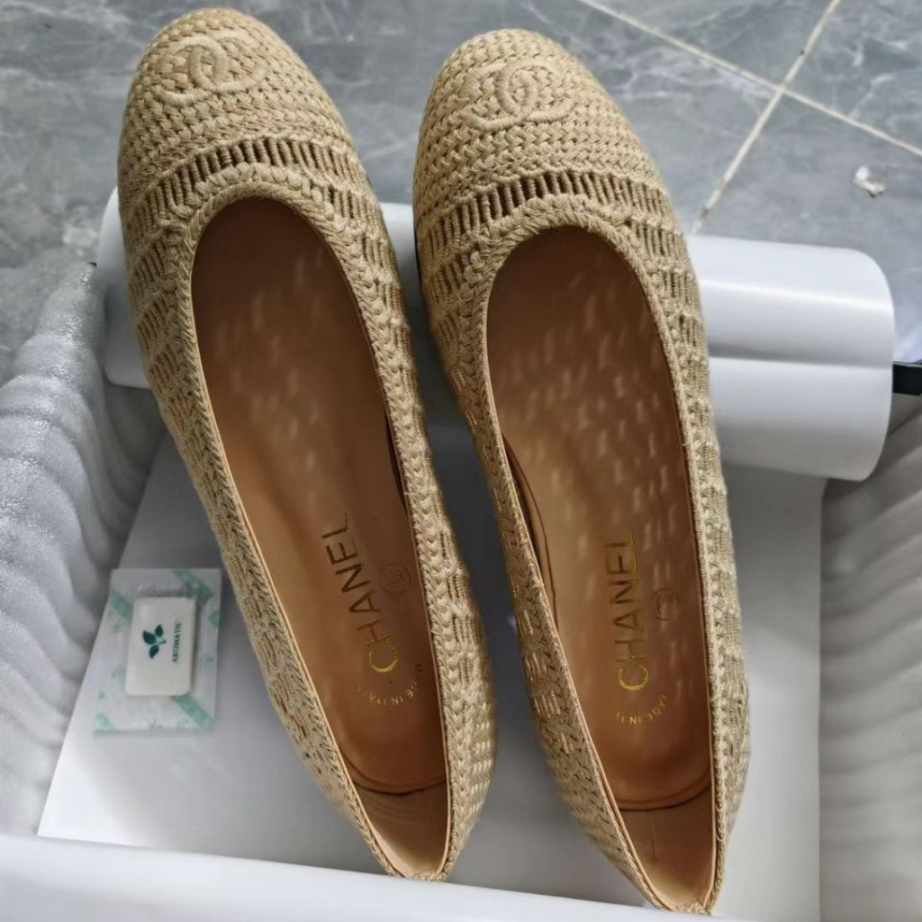 Chanel Ballet Flats Raffia Beige G46352 B19806 NAFBC - Image 3