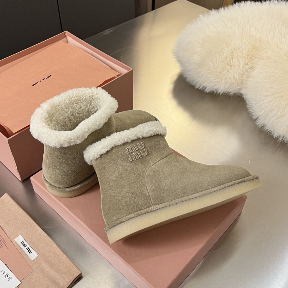 MIUMIU SUEDE AND SHEARLING BOOTIES DESERT BEIGE 5T515E Z0G F0F24 F ZF15 - Image 8