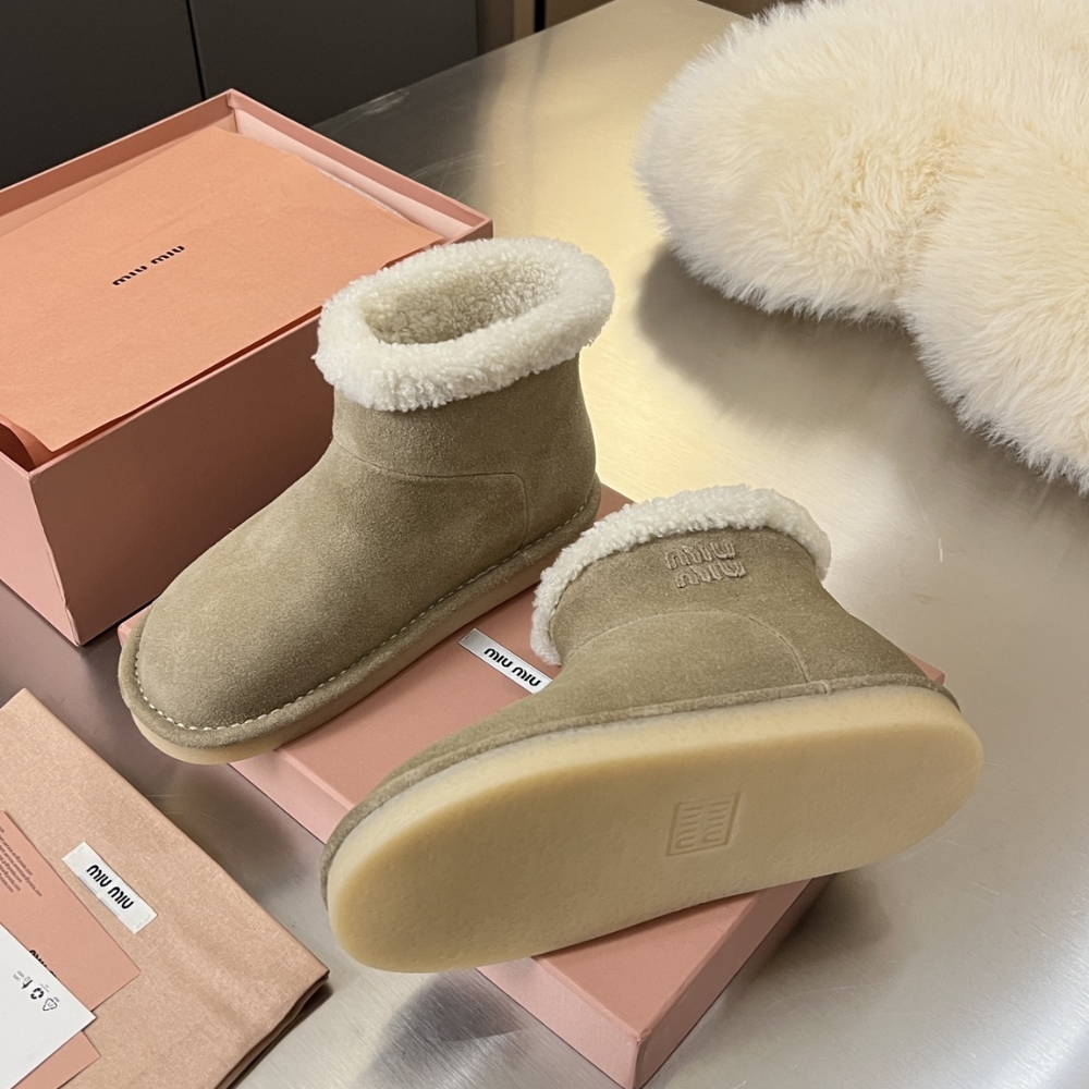MIUMIU SUEDE AND SHEARLING BOOTIES DESERT BEIGE 5T515E Z0G F0F24 F ZF15 - Image 7