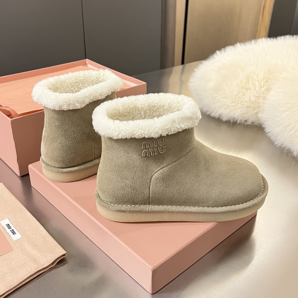 MIUMIU SUEDE AND SHEARLING BOOTIES DESERT BEIGE 5T515E Z0G F0F24 F ZF15 - Image 6