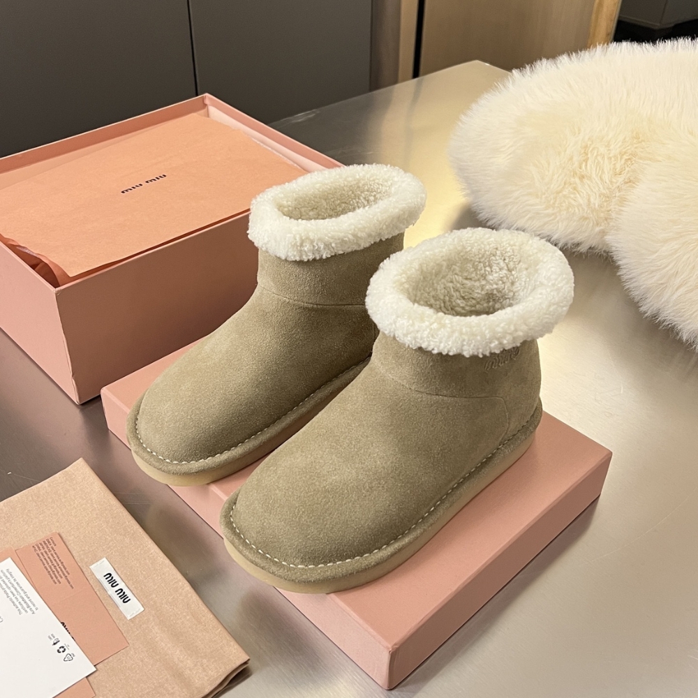 MIUMIU SUEDE AND SHEARLING BOOTIES DESERT BEIGE 5T515E Z0G F0F24 F ZF15 - Image 5