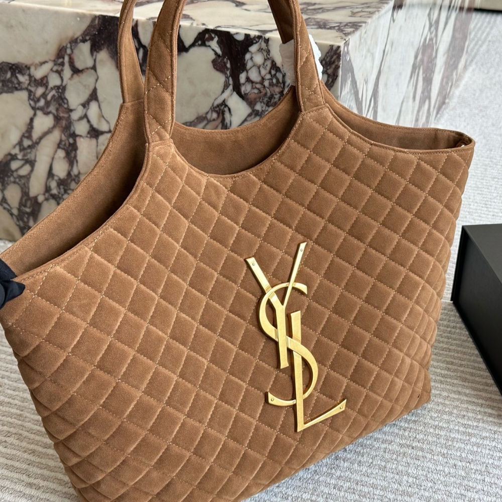 SAINT LAURENT LARGE TOTE BAG IN SUEDE BROWN 36CM - Image 3