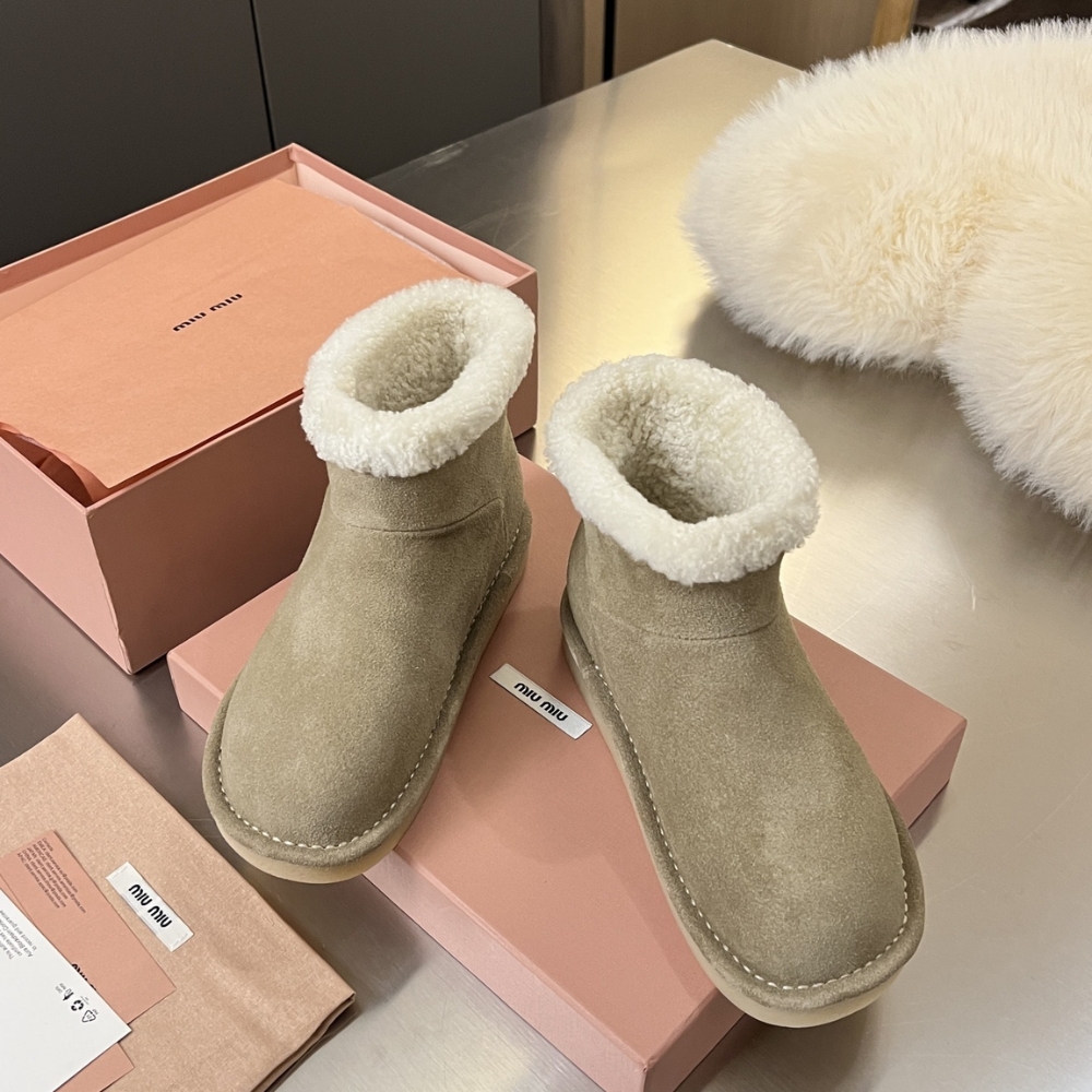 MIUMIU SUEDE AND SHEARLING BOOTIES DESERT BEIGE 5T515E Z0G F0F24 F ZF15 - Image 4