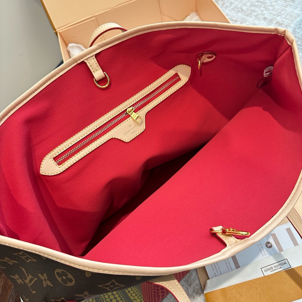 LOUIS VUITTON X YAYOI KUSAMA NEVERFULL MM MONOGRAM PUMPKIN DOTS RED 31CM M46468 - Image 7