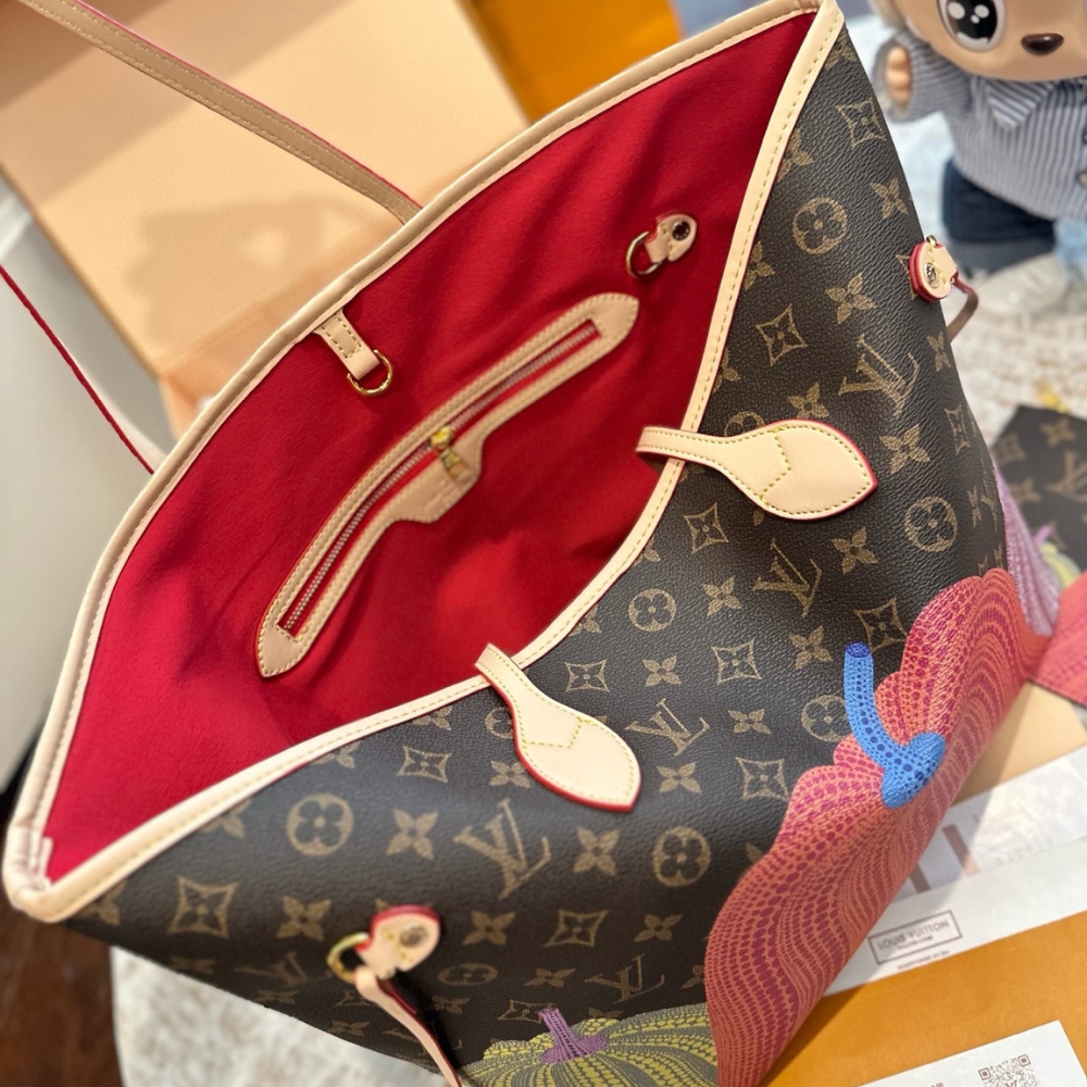 LOUIS VUITTON X YAYOI KUSAMA NEVERFULL MM MONOGRAM PUMPKIN DOTS RED 31CM M46468 - Image 6