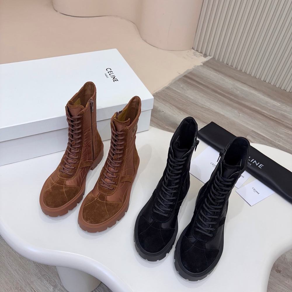 CELINE MARGARET BOOT IN NYLON AND SUEDE BROWN 365115243C 04DB - Image 11