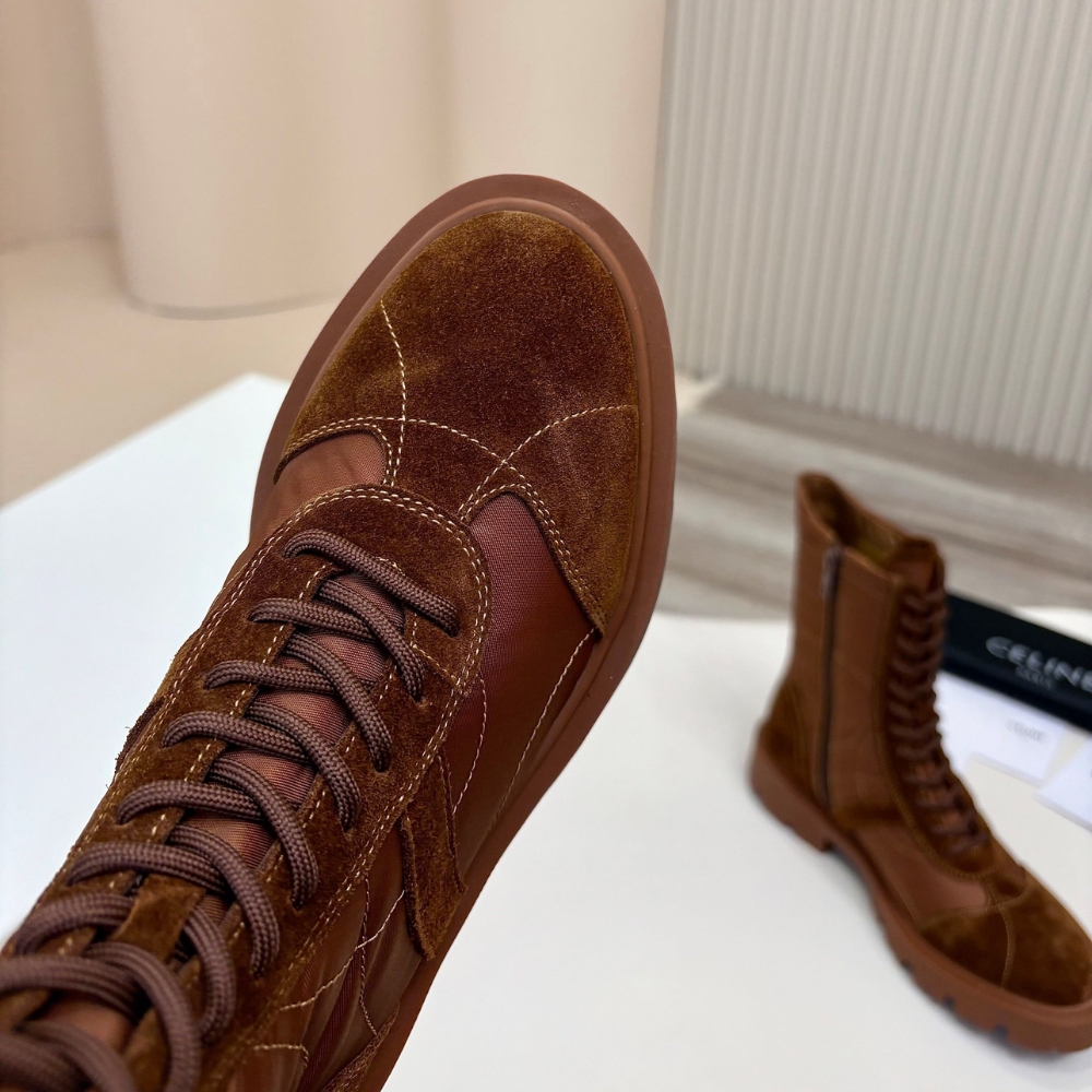 CELINE MARGARET BOOT IN NYLON AND SUEDE BROWN 365115243C 04DB - Image 10