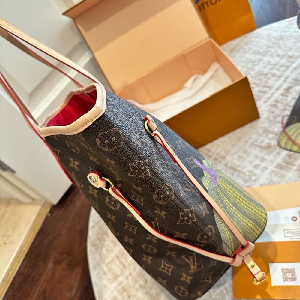 LOUIS VUITTON X YAYOI KUSAMA NEVERFULL MM MONOGRAM PUMPKIN DOTS RED 31CM M46468 - Image 4