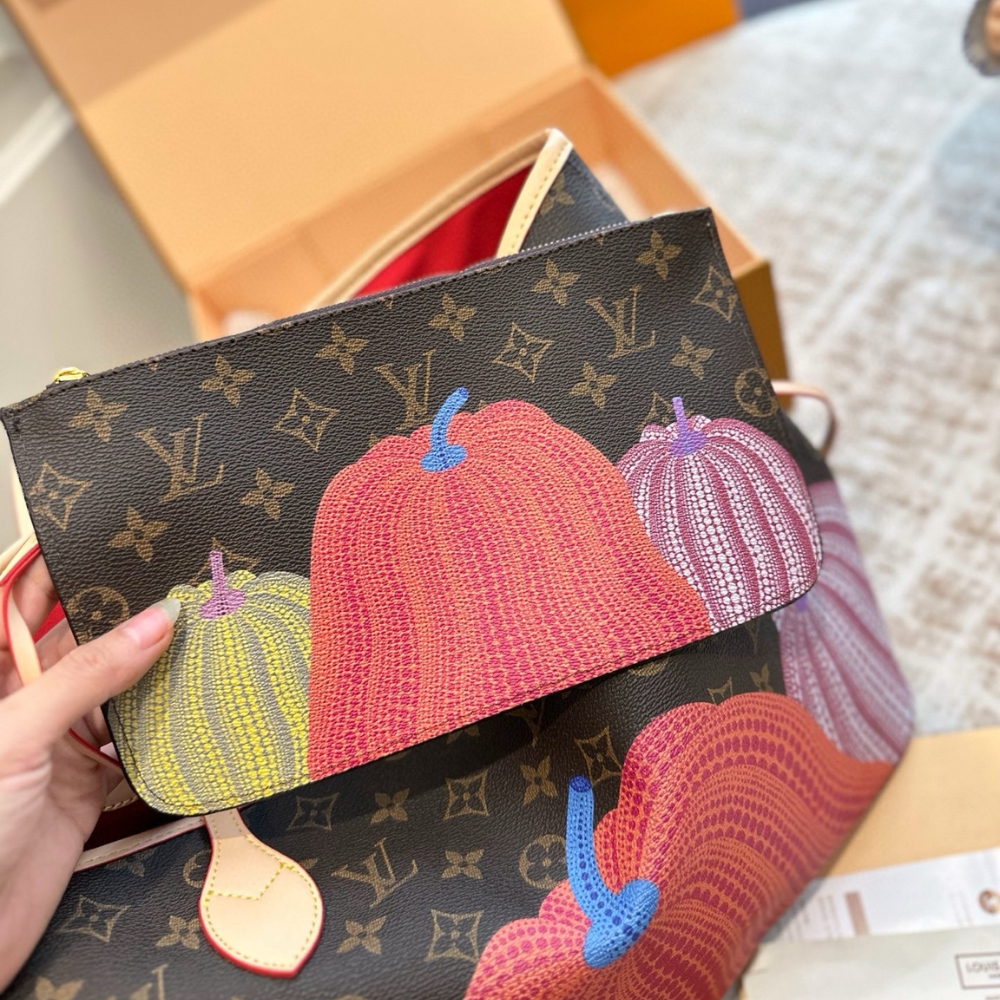 LOUIS VUITTON X YAYOI KUSAMA NEVERFULL MM MONOGRAM PUMPKIN DOTS RED 31CM M46468 - Image 3